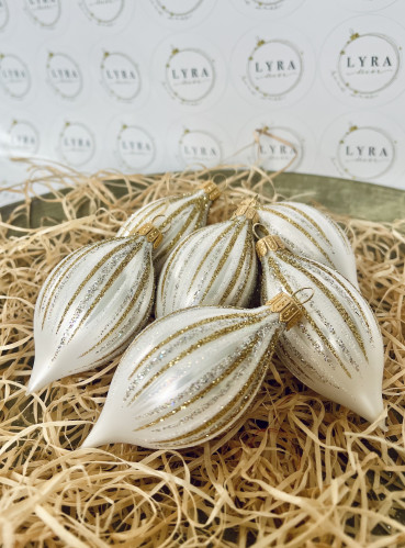 Vánoční paprsky - perleťově zlatá - olivy 6ks